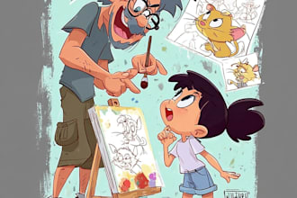 draw a full cartoon illustration
