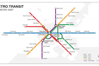 design clean subway, metro and transit map illustrations