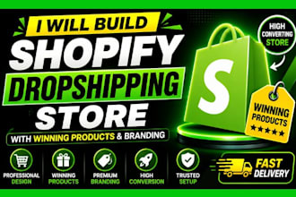 build shopify dropshipping store, shopify website, winning products and branding