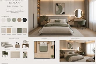 create a beautiful room design concept and mood board