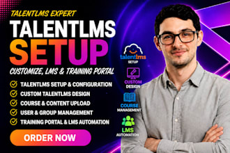 set up talentlms, customize talantlms, elearning lms course and training portal