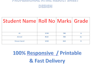 design html result sheet