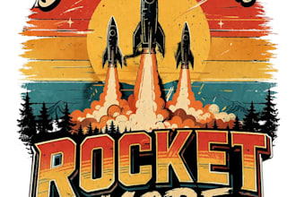 design high quality custom rocket logo illustrator for t shirt design