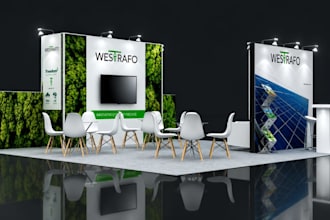design trade show booth, exhibition stand, backdrop and booth graphic