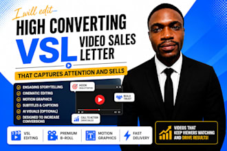 edit a high converting vsl, sales video, webinar, and marketing video