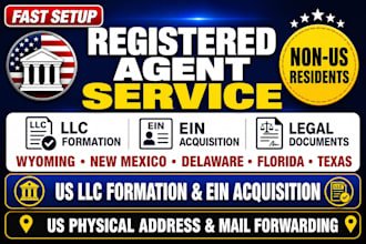 be your registered agent for US llc, ein, and business bank account setup