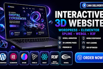 interactive 3d website wordpress elementor spline webgl scrolling animation r3f