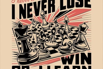 design high quality custom chess book logo illustrator for t shirt design