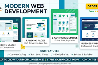 build responsive custom website, landing page or e commerce store