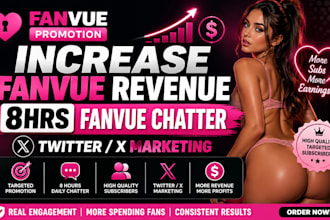 fanvue promotion increase fanvue revenue 8hrs fanvue chatter twitter x marketing