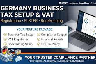 register germany business vat elster datev sevdesk tax setup bookkeeping help