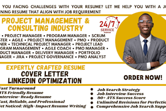 write pmp project manager scrum master agile product owner pmo ats resume CV