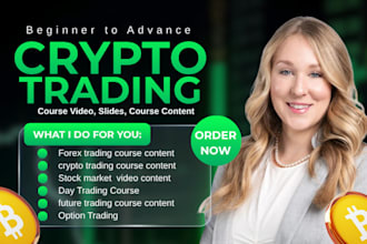 create crypto,forex and stock trading course content