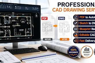 redraw pdf sketch blueprint to autocad floor plan dwg