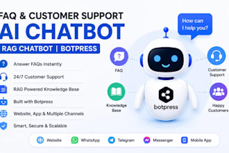 build faq and customer support ai chatbot, rag chatbot, botpress