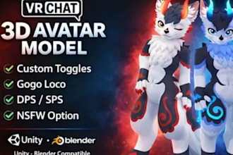 create premium 3d vtuber character with vrchat avatar and rigging