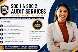 perform soc 1 and soc 2 audit and provide CPA audit report
