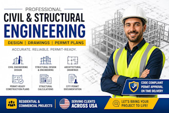 be your civil engineer, structural design, architectural drawing for permit
