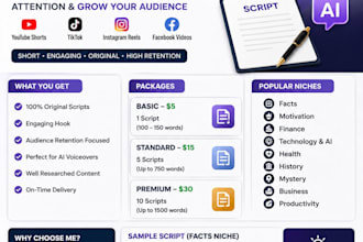 write engaging ai voiceover scripts for youtube shorts tiktok and reels