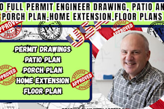do full permit engineer drawing, patio and porch plan,home extension,floor plans