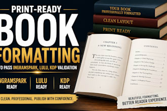 typeset and format print ready books to pass ingramspark, lulu, kdp validation