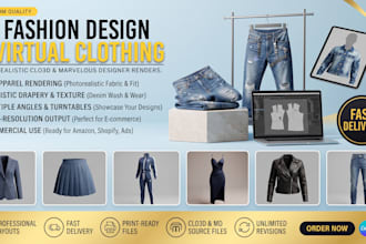 3d fashion design clo3d virtual clothing marvelous designer denim jeans mockup