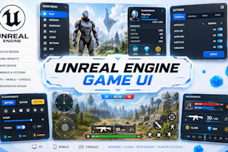 unreal engine UI UX, umg menus, huds and game interfaces for PC, mobile ,console