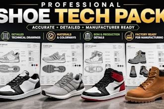create professional shoe tech pack for manufacturing