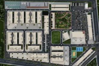 design 3d master plan, site plan,landscap, estate rendering,sport complex visual