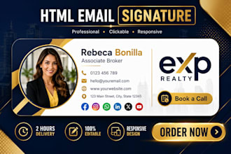 design clickable HTML email signature for gmail outlook apple mail