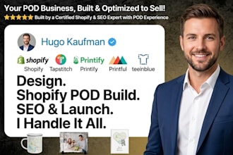 build shopify print on demand tapstitch printify printful teeinblue website seo