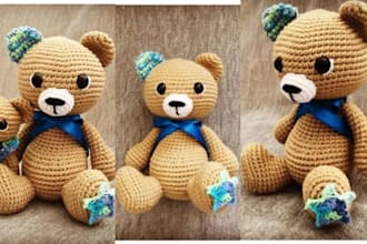 amigurumi crochet pattern toy patterns with mockups and step by step pictures
