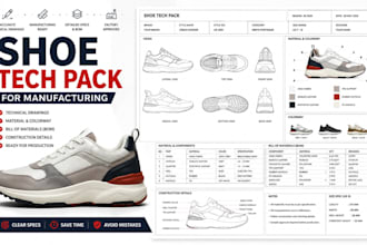 create shoe tech pack for footwear manufacturing