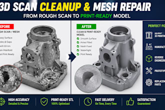 do clean up from 3d scan or mesh data convert 3d cleanup for 3d printing