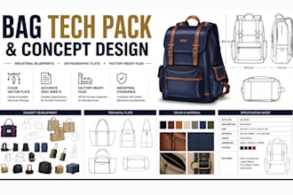 design bag tech pack and backpack or handbag design and concept design