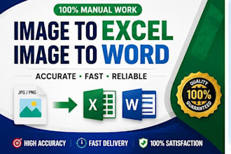 convert image to excel, word or editable text manually