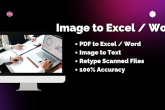 do fast data entry and image to excel typing work