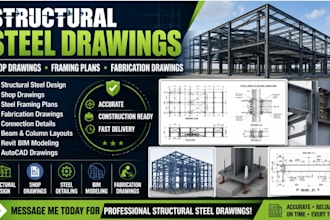 design structural steel drawing, shop drawing, framing plan, fabrication drawing