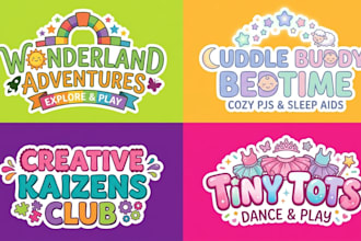 design a fun colorful logo for kids, children or baby brands