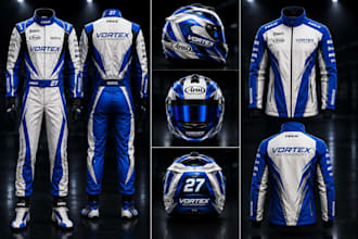 design gokart suit, karting suit, racing jacket, helmet livery, iracing livery