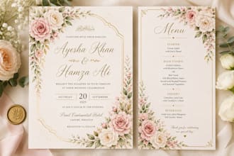 design luxury wedding invitation and wedding signage