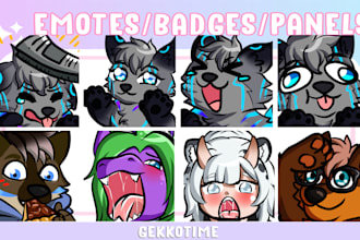 draw cute furry emotes for twitch, discord and telegram