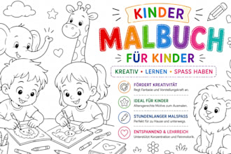 kinder malbuch ausmalbuch, aquarell illustration malvorlagen aquarell