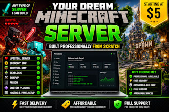 develop minecraft server any type with full setup