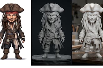 convert 2d character art to realistic 3d model printable stl for 3d printing
