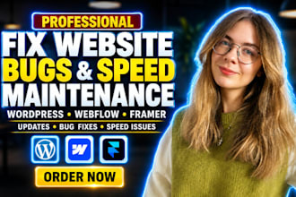 fix website bug speed issues update wordpress webflow framer website maintenance