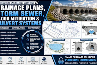 design drainage plans, storm sewer, flood mitigation and culvert systems