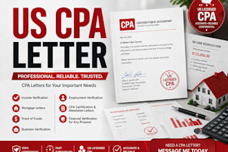 do US licensed CPA letter, income verification, proof of funds, mortgage letter