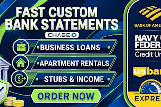 design finacial statement or bank statements for loans or apartment
