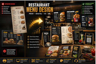 design restaurant menu, digital menu board, coffee, cocktail and food menu
